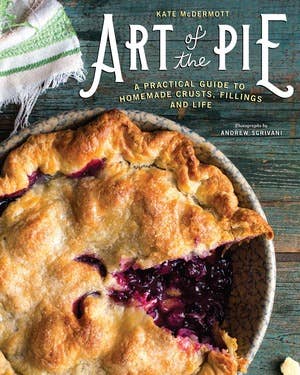 Book cover of 'Art of the Pie' with a pie and wooden background