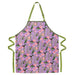 Apron with hummingbird and floral pattern on a purple background
