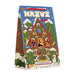 Colorful packaging of Seattle Chocolate's Méve chocolate bonbons with gingerbread house design.