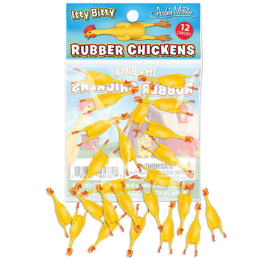 Bag of Itty Bitty Rubber Chickens – 12 Mini Vinyl Chickens