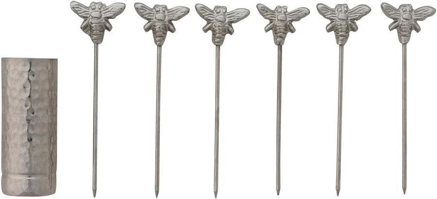 Bee Handle Appetizer Picks Set w/ Holder | 7-Piece
