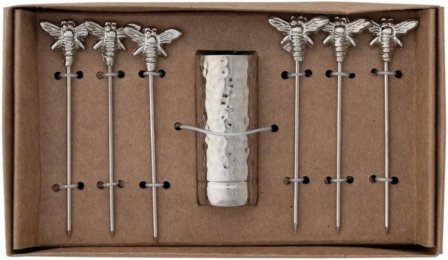 Bee Handle Appetizer Picks Set w/ Holder | 7-Piece