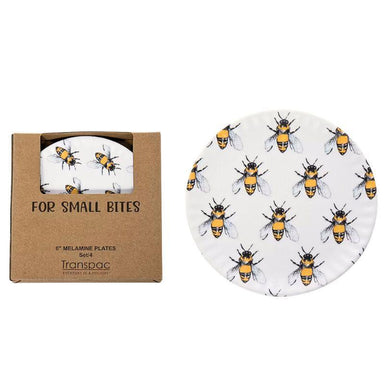 Bee Melamine Appetizer Plates Set – 4 Mini Spring Plates