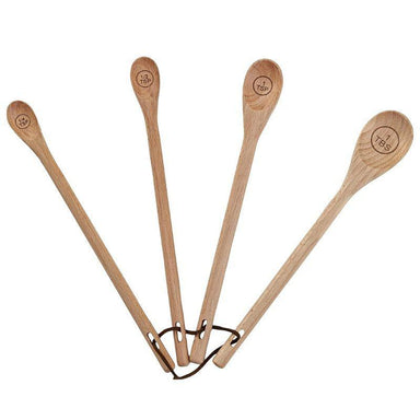 Beech Wood Measuring Spoons with Leather Tie – Set of 4