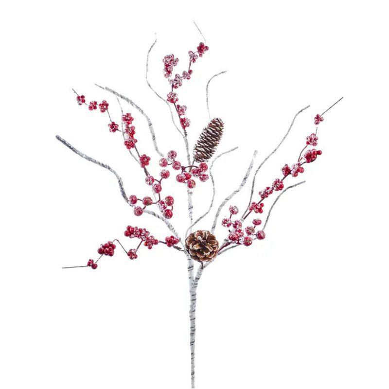 Birch Berry & Pinecone Branch Spray – 27" Festive Holiday Pick