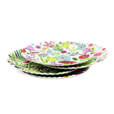 Bird & Nature Melamine Plates – Set of 4, 9" Whimsical Outdoor Design.