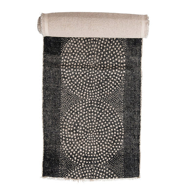 Black and beige Stonewashed Canvas Dot Pattern Table Runner | 72" x 14"