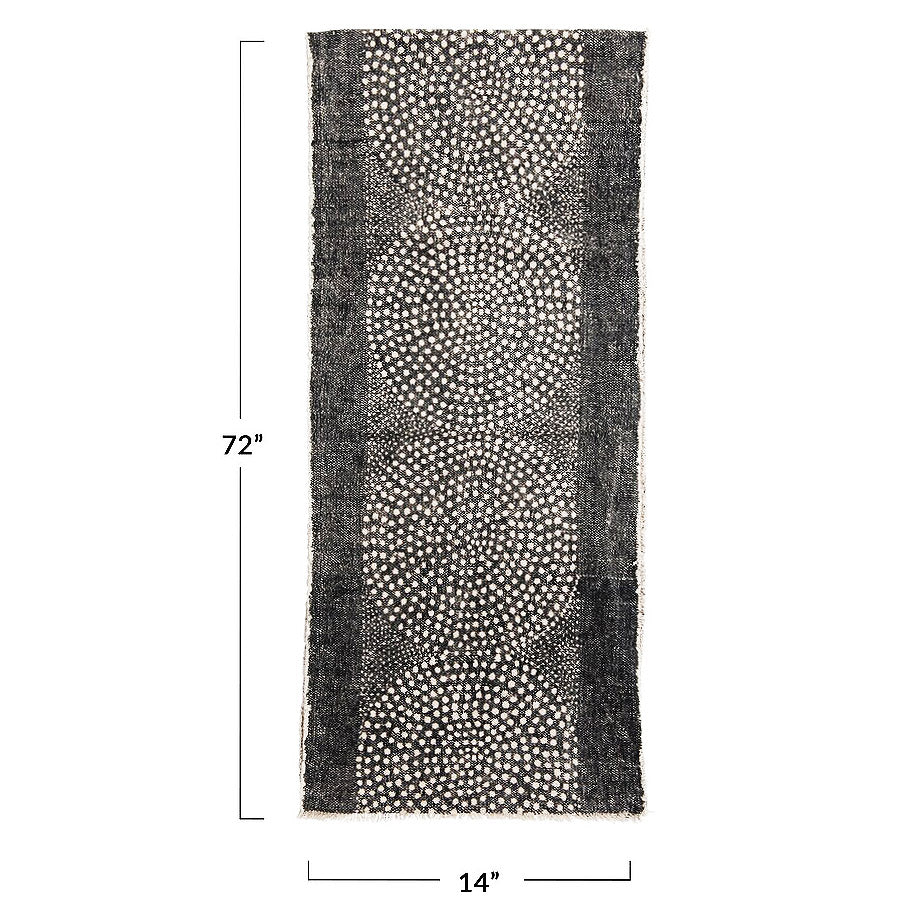 Black Stonewashed Canvas Dot Pattern Table Runner | 72" x 14"
