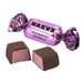 Candy with purple wrapper labeled 'Maeve Blackberry Bramble' on a white background