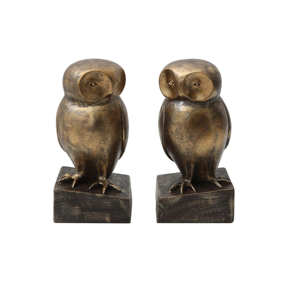 Bloomingville Resin Owl Bookends, Bronze Finish – Set of 2