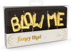 Gold 'BLOW ME' party candles in packaging with 'fancy that' branding.