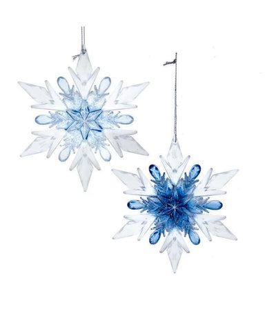 Blue & Clear Snowflake Ornaments - Festive Holiday Decor