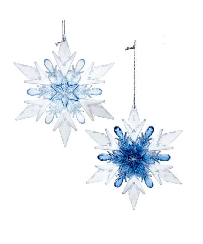 Blue & Clear Snowflake Ornaments - Festive Holiday Decor
