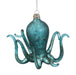 Blue Octopus Glass Ornament - Vintage Beach Holiday Decor, 4.5-Inch