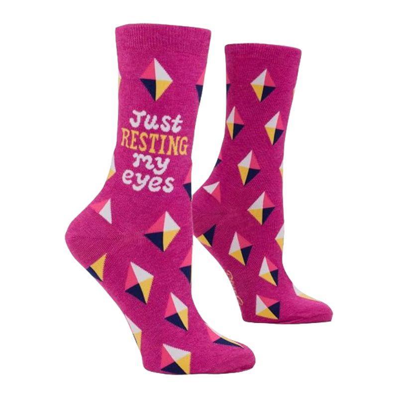 Blue Q Women's Crew Socks – Resting My Eyes Funny Socks