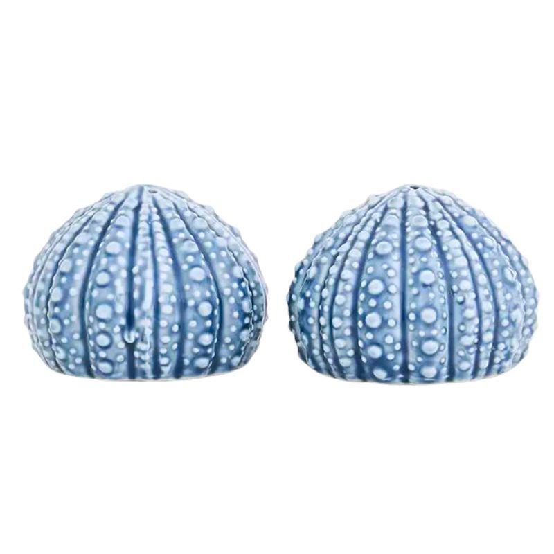 Blue Sea Urchin Ceramic Salt & Pepper Shakers Set