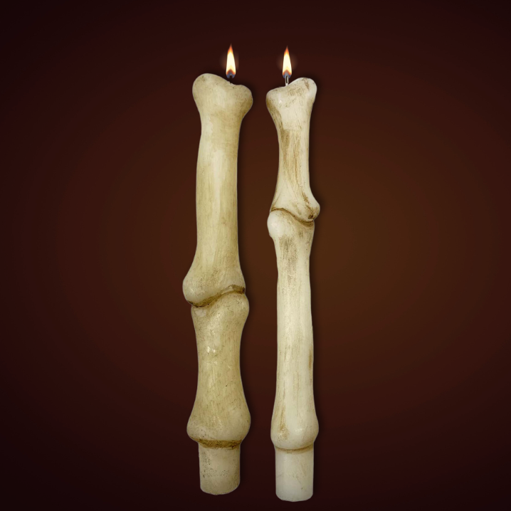 Bones Taper Candle Set Of 2.