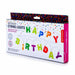 Box of birthday string lights with colorful letters spelling 'Happy Birthday' on a white background.