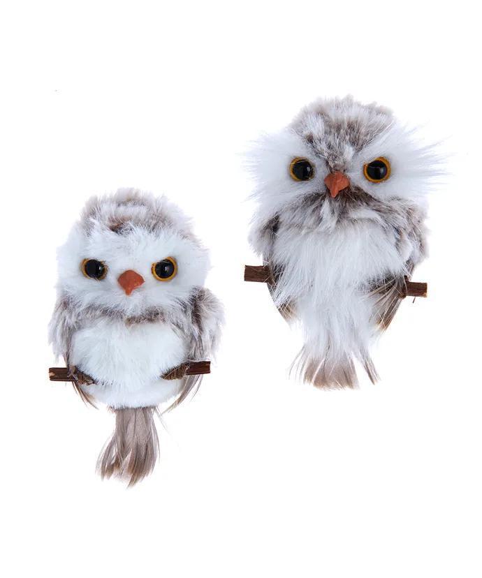 Brown Hanging Owl Ornaments - 2 Assorted Festive Decorations