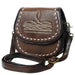 Brown Western Genuine Leather Saddle Crossbody Bag