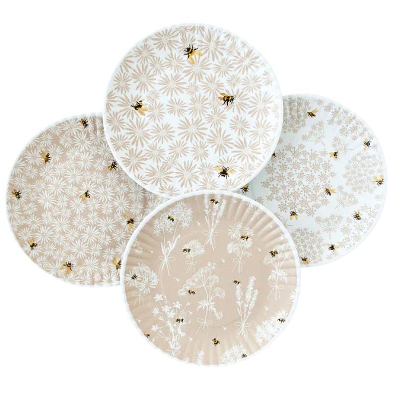 Busy Bee Small Flower Melamine Plates – Set of 4, 7.5" Fun Design
