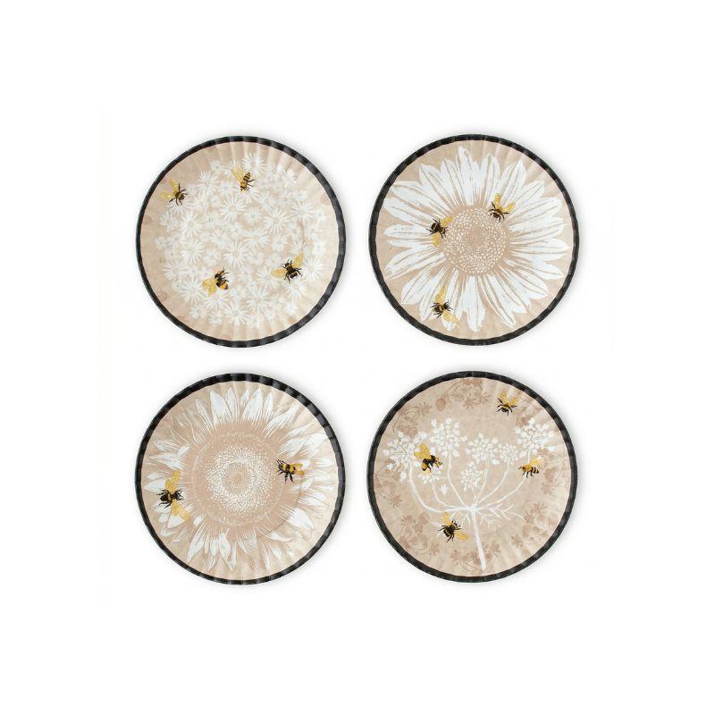 Busy Bees Melamine Coasters – Set of 4, 4.5" Whimsical Bee Designs