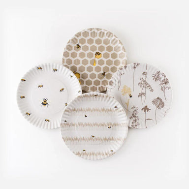 Busy Bees Melamine Plates – Set of 4, 9" Whimsical Bee Designs