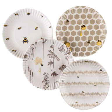 Busy Bees Melamine Plates – Set of 4, 9" Whimsical Bee Designs