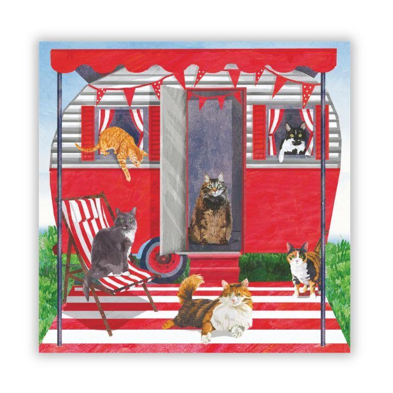 Camper Cats Beverage Napkins – 5" x 5", 20 Pack