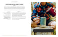 Person pouring coffee into a mug outdoors with text on the left side.
