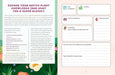 Sheet with gardening activities and plant knowledge expansion prompts on a colorful background