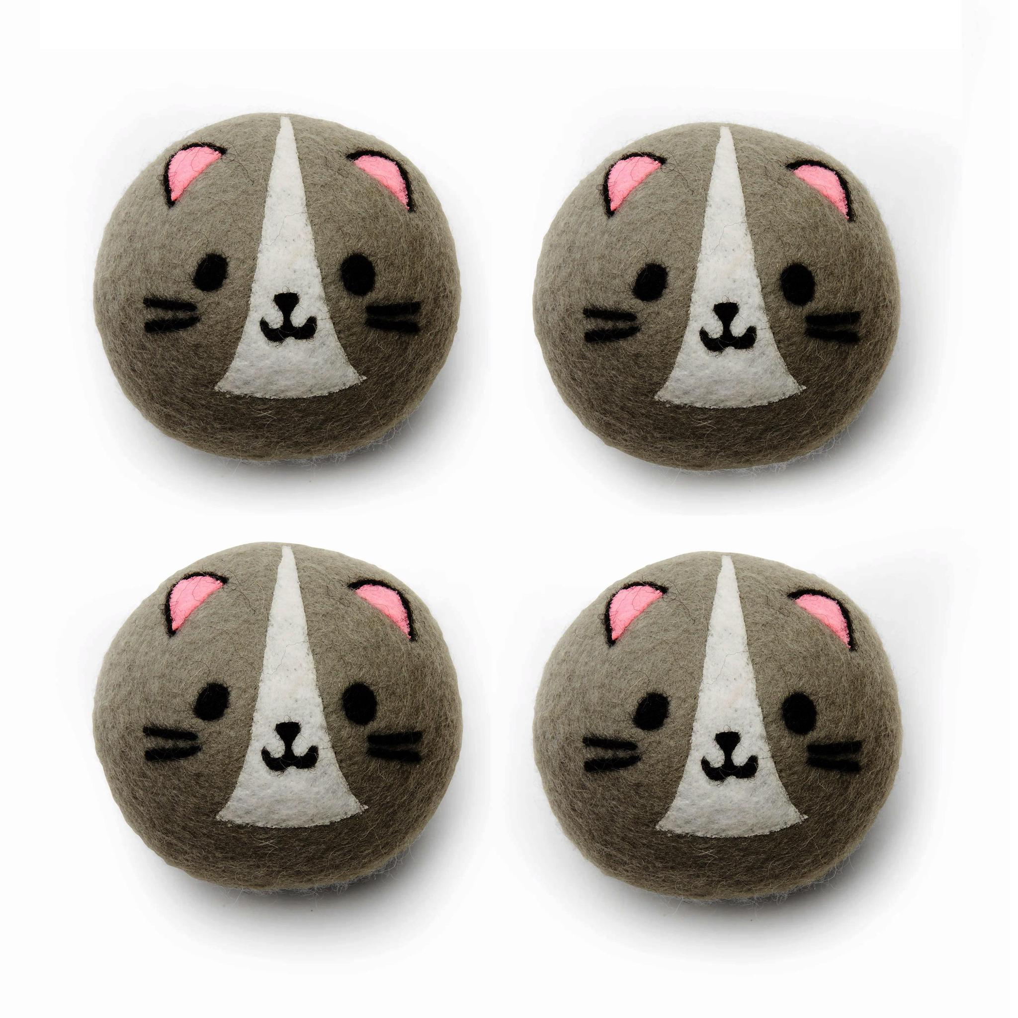 Cat Dryer Buddies 4 Wool Laundry Balls for Eco-Friendly