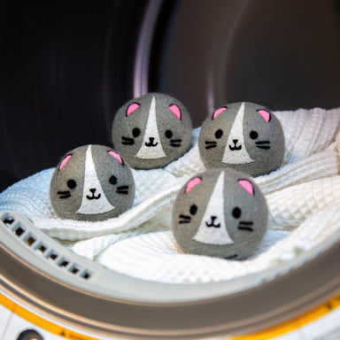 Cat Dryer Buddies 4 Wool Laundry Balls for Eco-Friendly, Soft, and Wrinkle-Free Clothes