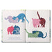 Open book with colorful illustrations of cats on a white background