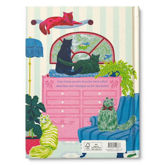 Book cover with colorful illustration of cats around a pink dresser.