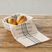 Ceramic Weave bread Serving Baske with towel that says: 'the fondest memories are made when gathered around the table.'