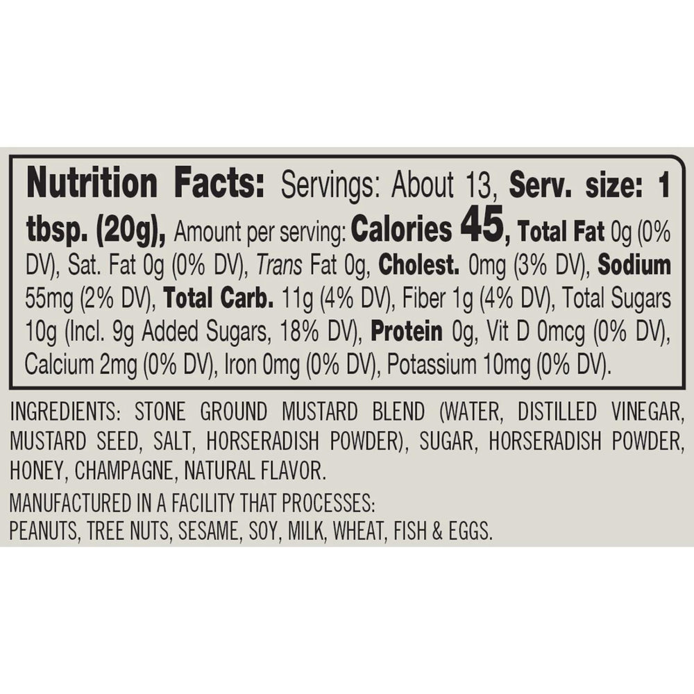 Nutrition facts label for a product with detailed information on calories, ingredients, and allergens.
