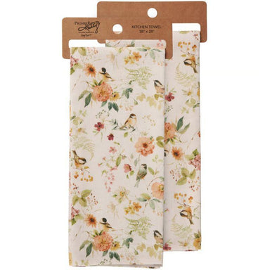 Chickadee Floral Kitchen Towel – Spring Cotton Hand Towel