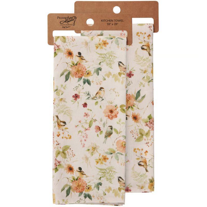 Chickadee Floral Kitchen Towel – Spring Cotton Hand Towel