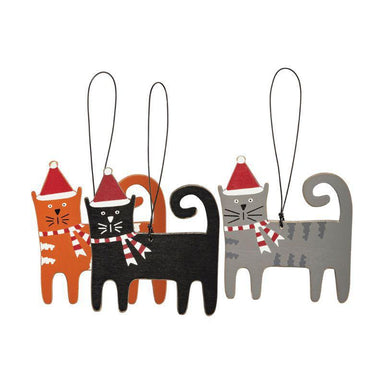 Christmas Cats Ornament  Wooden Holiday Kitties