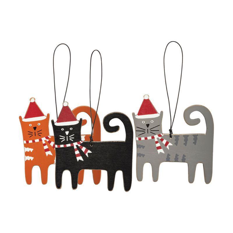 Christmas Cats Ornament  Wooden Holiday Kitties