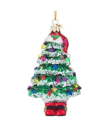 Christmas Tree with Santa Hat Ornament | Festive Glass Decor