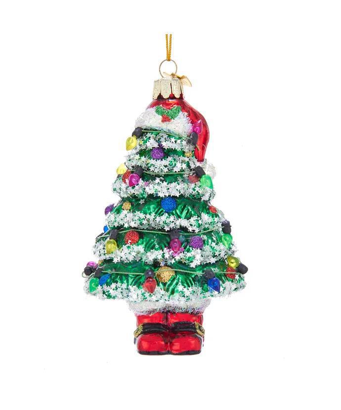 Christmas Tree with Santa Hat Ornament | Festive Glass Decor