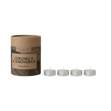 Citronella & Lemongrass Tealights – Set of 24 Outdoor Candles