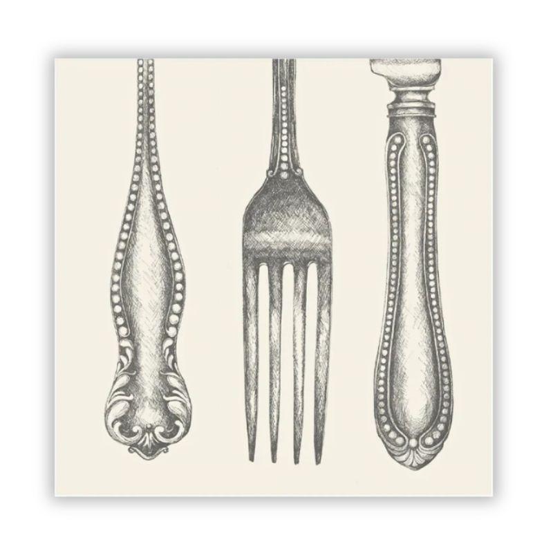 Classic Cutlery Cocktail Napkins – 20 Pack, 4.9" x 4.9"