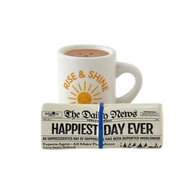 Coffee & Morning News Salt & Pepper Set – Magnetic Ceramic Shakers