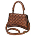 Cognac Quilted Leather Top Handle Crossbody Bag