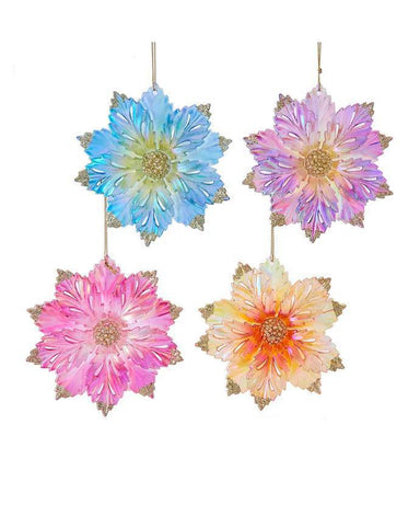 Colorful Flower Ornaments – 4 Assorted Designs