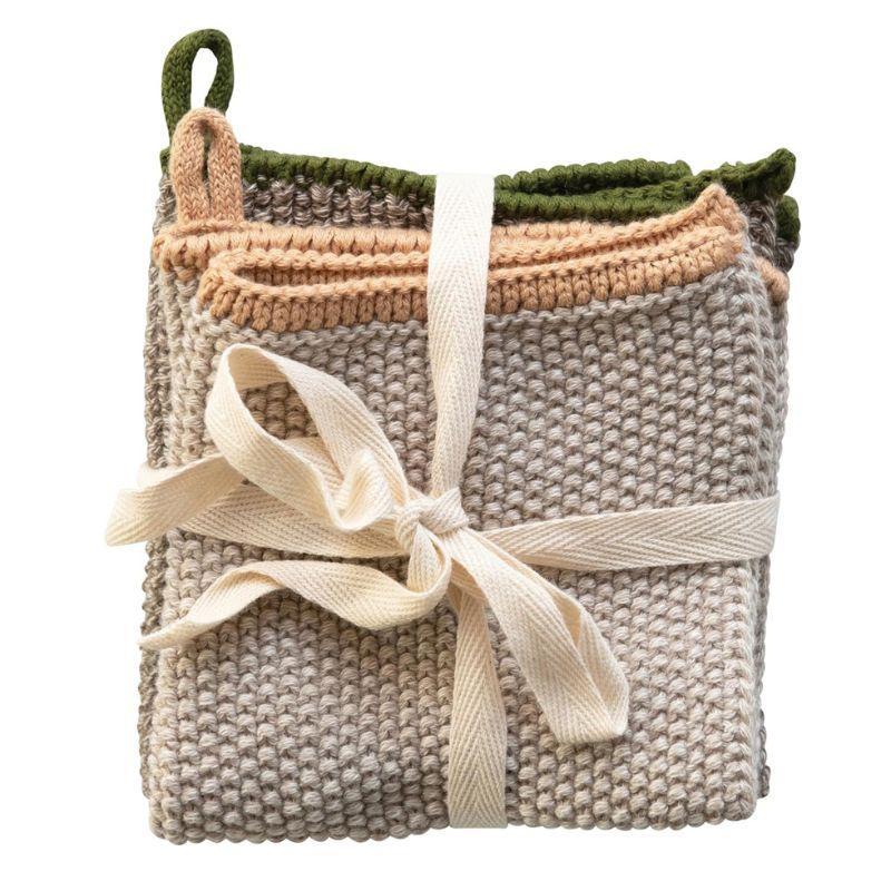 Cotton Knit Dish Cloth Set of 2 – Neutral Everyday Kitchen Staple
