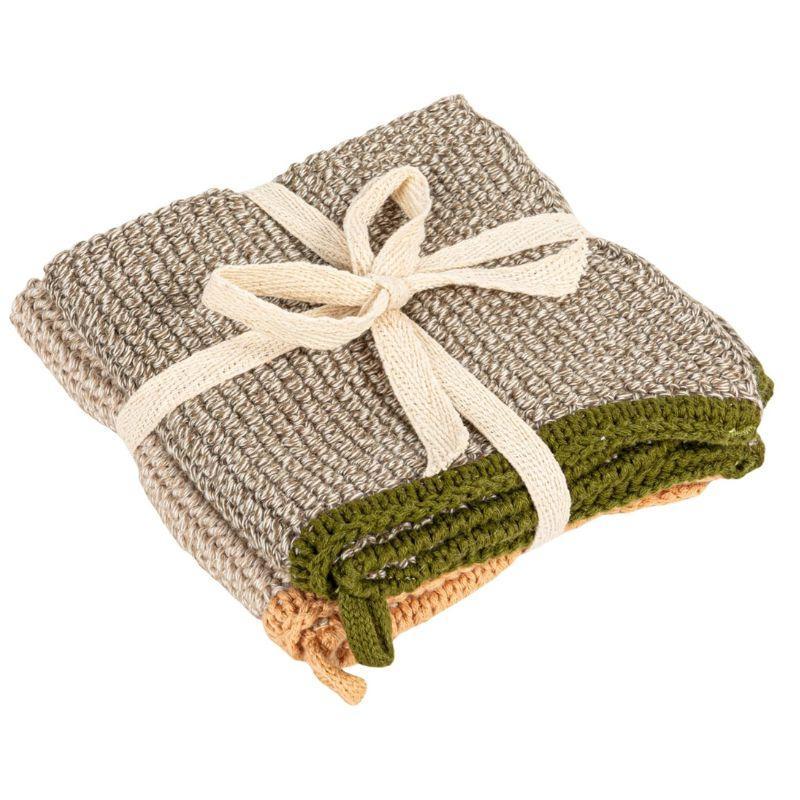 Cotton Knit Dish Cloth Set of 2 – Neutral Everyday Kitchen Staple